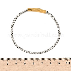 304ステンレススチールベネチアンチェーンブレスレット女性男性用  イオンプレーティング（ip）  ゴールデン·ステンレス鋼色  7-1/2x1/8インチ（19x0.3cm）&nbsp;BJEW-Z087-21GP