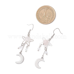 Moon Natural Rose Quartz Dangle Earrings&nbsp;EJEW-JE06776-02