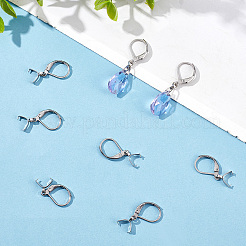 304ステンレススチール製フレンチフックピアス金具、ペンダントベイル付き50個  ステンレス鋼色  23.5x12x2.5mm  ピン：0.8mmと0.6mm&nbsp;STAS-BBC0001-52P
