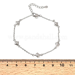 Brass Micro Pave Clear Cubic Zirconia Star Link Chain Bracelets&nbsp;KK-CBA3629-01P