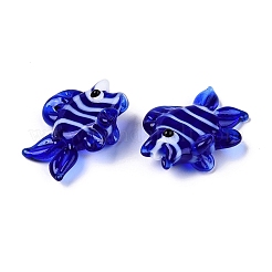 手作りランプワークビーズ連売り  魚  ミディアムブルー  18~23x23~27x8.5~10mm  穴：1.5mm  約21~25個/連  16.54~19.69インチ（42~50cm）&nbsp;LAMP-N024-35B