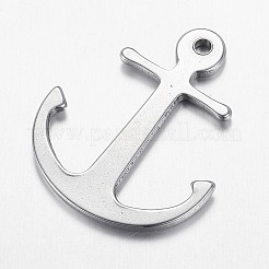 変色しにくい304ステンレススチールペンダント  アンカー  ステンレス鋼色  32x26x2mm  穴：2mm&nbsp;STAS-E136-10