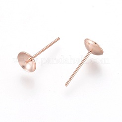 304ステンレススチールスタッドピアス金具  ローズゴールド  14x6mm  ピン：0.8mm&nbsp;STAS-H436-25RG-6mm