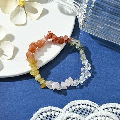 Natural Quartz Crystal & Rose Quartz & Red Aventurine & Prehnite & South Red Agate & Topaz Jade Chip Beaded Stretch Bracelets for Women&nbsp;BJEW-JB10816