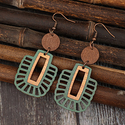 Alloy Wood Dangle Earrings&nbsp;FS-WG8CF90-01