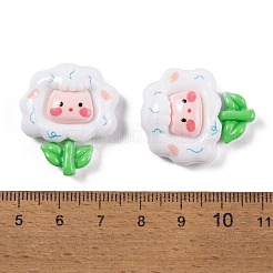 不透明樹脂デコデンカボション  動物植物  花  27.5x24x8.5mm&nbsp;CRES-O007-04D