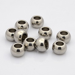 変色しにくいロンデル 304 ステンレススチールビーズ  ステンレス鋼色  12mm  穴：6mm&nbsp;STAS-N020-01-12mm
