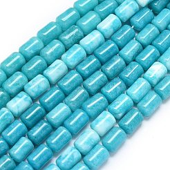 天然石マレーシアジェイドビーズ連売り  染め＆加熱  コラム  ライトスカイブルー  11.5~12x7.5~8.5mm  穴：1~1.2mm  約31~32個/連  15.16''（38.5センチメートル）&nbsp;G-B165-E06-8x12mm