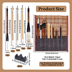 17Pcs 6 Styles Wood Chinese Calligraphy Brush&nbsp;DIY-OC0013-86