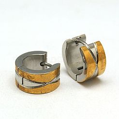 ファッション 304 ステンレススチール ハギー フープ イヤリング  低刺激性のイヤリング  金色のメッキ/ステンレスカラー  12~12.5x13~13.5x3.5~7mm  ピン：0.8mm&nbsp;EJEW-G124-M19