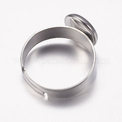 Tarnish Resistant Adjustable 304 Stainless Steel Finger Rings Components&nbsp;STAS-F149-18P-A