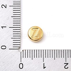 304ステンレススチールビーズ  アルファベット付きフラットラウンド  ゴールドカラー  文字Z  7x3.5mm  穴：1.7mm&nbsp;STAS-I343-01G-Z