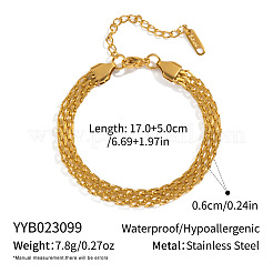 ヨーロッパ製304ステンレススチールアズキチェーンマルチ連ブレスレット（女性用）  18KGP本金メッキ  6-3/4インチ（17cm）&nbsp;HC1901-1