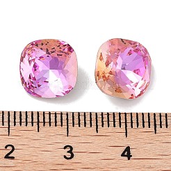 ガラスラインストーンカボション  ポイントバック＆バックメッキ  多面カット  正方形  フクシア  10x10x5mm&nbsp;RGLA-G020-03D-D502