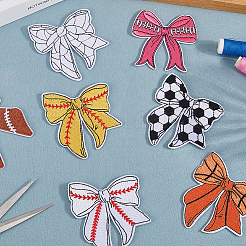 7個 7スタイル ポリエステル刺繍 アイロン接着 衣類パッチ  マスクと衣装のアクセサリー  アップリケ  蝶結び  ミックスカラー  67~80x60~70x1.5mm  1個/スタイル&nbsp;PATC-GF0001-63