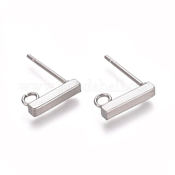 変色しない304ステンレス製イヤリング部品  カン付き  長方形  ステンレス鋼色  10x2x2mm  穴：1.5mm  ピン：0.8mm&nbsp;STAS-M274-012B-P