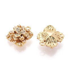Brass Micro Pave Clear Cubic Zirconia Pendants&nbsp;KK-T077-32G