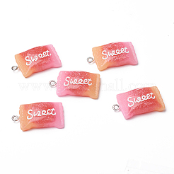 樹脂チャーム  プラチナメッキ鉄パーツ  甘い言葉で砂糖  模造食品  カラフル  28x16.5x7.5mm  穴：1.5mm&nbsp;RESI-TAC0002-19E