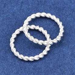 真鍮のはんだ付けされた閉じた丸カン  ツイストラウンド  925銀メッキ  10x1.2mm  内径：7.5mm&nbsp;KK-K253-15D-03S