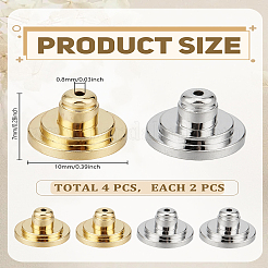 真鍮製イヤーナット 4色 2個  ピアスバックキャッチ  本物の金メッキと本物のプラチナメッキ  10x7mm  穴：0.8mm  2個/カラー&nbsp;FIND-LP0006-35