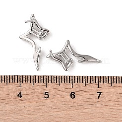 真鍮製、キュービックジルコニアの菱形スタッドピアス金具  カドミウムフリー＆ニッケルフリー＆鉛フリー  925つのスターリングシルバーピン付き  スター  プラチナ  12x12x2.5mm  穴：1mm  ピン：0.5mm&nbsp;KK-B087-05P