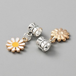 合金エナメルヨーロピアンダングルチャーム  大穴ペンダント  ライトゴールド＆アンティークシルバー  花柄  15x11x2mm  穴：5.5mm&nbsp;ENAM-TAC0021-01E