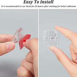 粘着式吊り下げスプリングクリップ24個  透明壁タペストリークリップ  pp プラスチック粘着クリップ  ポスター写真用紙用旗ハンガー  透明  33x30x22mm  穴：4mm&nbsp;AJEW-FH0002-69