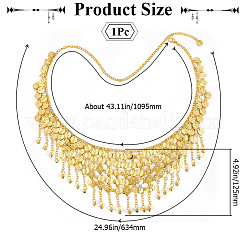 Alloy Multi Layers Flat Round Waist Belt with Curb Chains&nbsp;FIND-WH20010-06G