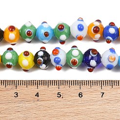 手作り凹凸柄ランプワークビーズ連売り  ラウンド  ミックスカラー  11.5x11.5x8.5mm  穴：1.4mm  約45個/連  13.74''~14.13