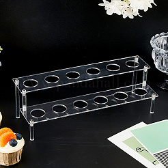 2段アクリル製アイスクリームディスプレイスタンド  アイスクリームコーンホルダー  透明  30x10.5x10cm&nbsp;ODIS-WH0030-357A