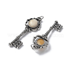 Key Brass Natural Topaz Jade Big Pendants&nbsp;KK-D361-01AS-30