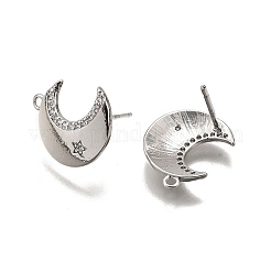 Brass Micro Pave Clear Cubic Zirconia Stud Earring Findings&nbsp;KK-G530-03P