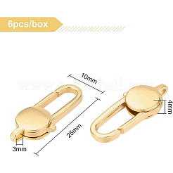 真鍮カニカン  オーバル  18KGP本金メッキ  25x10x4mm  穴：3x2mm  6個/箱&nbsp;KK-BC0004-72