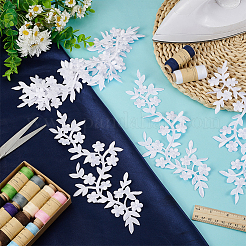 6個の花のレーヨン刺繍縫い付け装飾アクセサリー  ミシンクラフト装飾  ホワイト  270x105x1mm&nbsp;PATC-FG0002-56B