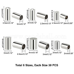 ステンレススチールコードの端部  エンドキャップ  コラム  ステンレス鋼色  180個/箱&nbsp;AJEW-PH0001-34P