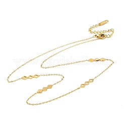 イオンプレーティング（IP）304ステンレススチール製菱形アズキチェーンネックレス（女性用）  14KGP本金メッキ  17.72インチ（45cm）&nbsp;NJEW-K255-35G