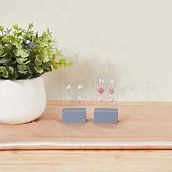 2セット2スタイル4穴アクリルイヤリングディスプレイスタンド  グレー樹脂ベース付き  透明  完成品：2.9x4x6.7~9.7cm  穴：2mm  約2個/セット  1セット/スタイル&nbsp;EDIS-FH0001-02
