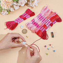 12本撚りのポリコットン（ポリエステル綿）刺繍糸6玉  クロスステッチの糸  グラデーションカラー  レッド  0.8mm&nbsp;DIY-CY0002-94E