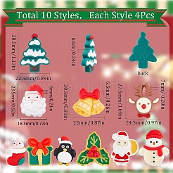 40 個 10 スタイル クリスマステーマの不透明樹脂カボション  サンタクロースとクリスマスの靴下と鹿  混合図形  ミックスカラー  20.5~28.5x12~26x6~8mm  4個/スタイル&nbsp;CRES-SC0002-56