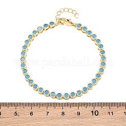 Brass Pave Flat Round Cubic Zirconia Link Chain Bracelets&nbsp;KK-CBA960E-20G