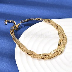 304 Stainless Steel Interlocking Herringbone Chain Bracelet for Women&nbsp;BJEW-K240-08C-G