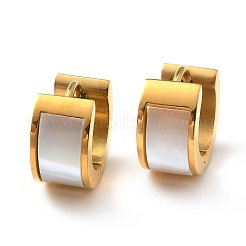 ナチュラル シェル レクタングル チャンキー フープ ピアス  女性用304ステンレスジュエリー  ゴールドカラー  7x13.5mm  ピン：1mm&nbsp;EJEW-G292-29G