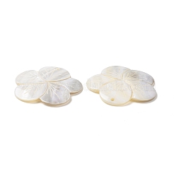 天然淡水シェルの大きなペンダント  花のチャーム  ホワイト  69x70.5x5mm  穴：3.5mm&nbsp;SHEL-H001-01
