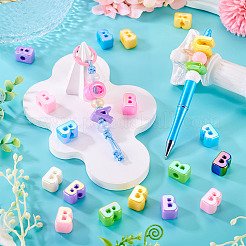 UVメッキ不透明アクリルヨーロピアンビーズ20個  大きな穴の開いた虹色のビーズ  ミックスカラー  文字B  20.5x15x13.5mm  穴：6mm&nbsp;OACR-TADJ0001-16B