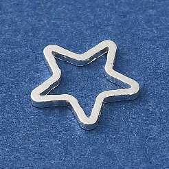 真鍮製フレームコネクター  鉛フリー＆カドミウムフリー  スター  925銀メッキ  8x8x1mm  内径：4.5x5mm&nbsp;KK-K383-09F-S