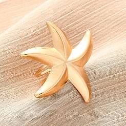 304ステンレススチールカフリング  ヒトデ  ゴールドカラー  33x33mm  内径：17mm&nbsp;RJEW-D306-20G