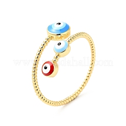 Enamel Evil Eye Open Cuff Rings&nbsp;RJEW-G263-01G-01