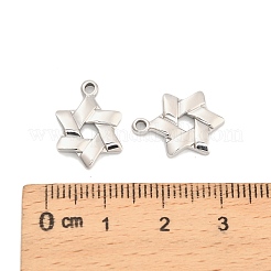 304ステンレスペンダント  六線星形  ステンレス鋼色  16x11.5x2mm  穴：1.6mm&nbsp;STAS-D384-10P