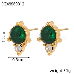 304ステンレススチールキュービックジルコニアスタッドピアス  イオンプレーティング（ip）  18KGP本金メッキ  ミックスカラー  12x8mm&nbsp;STAS-OY009-15G