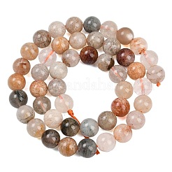 Natural Lodolite Quartz Beads Strands&nbsp;G-Z133-A02-8mm-01